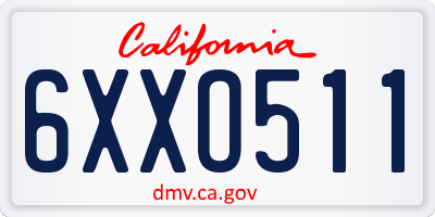 CA license plate 6XXO511
