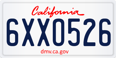 CA license plate 6XXO526