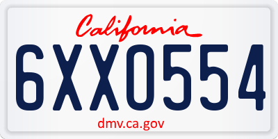 CA license plate 6XXO554