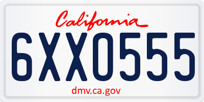 CA license plate 6XXO555