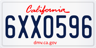 CA license plate 6XXO596