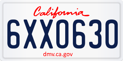 CA license plate 6XXO630