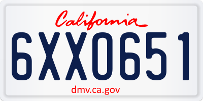 CA license plate 6XXO651