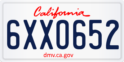 CA license plate 6XXO652