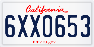 CA license plate 6XXO653