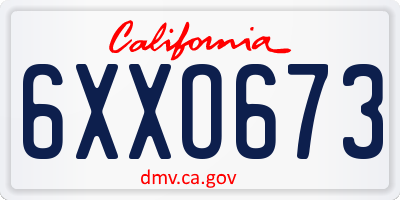 CA license plate 6XXO673