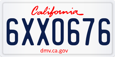 CA license plate 6XXO676