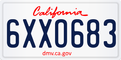 CA license plate 6XXO683