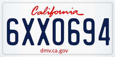 CA license plate 6XXO694