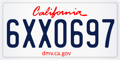 CA license plate 6XXO697