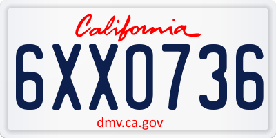 CA license plate 6XXO736