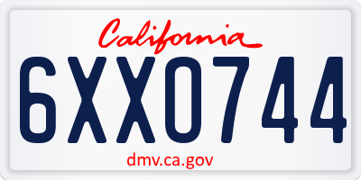 CA license plate 6XXO744