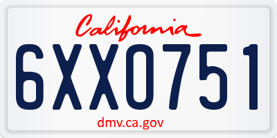CA license plate 6XXO751