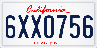 CA license plate 6XXO756
