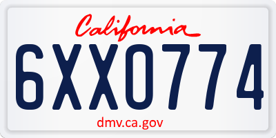 CA license plate 6XXO774