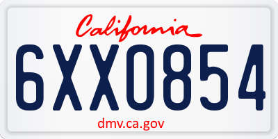 CA license plate 6XXO854