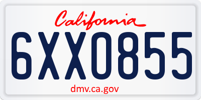 CA license plate 6XXO855