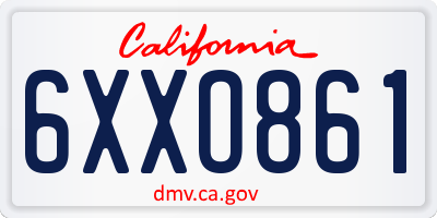 CA license plate 6XXO861
