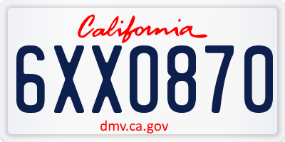 CA license plate 6XXO870