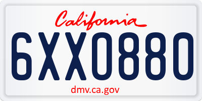 CA license plate 6XXO880