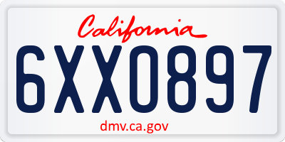 CA license plate 6XXO897