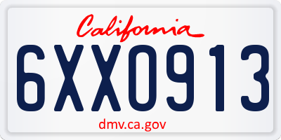 CA license plate 6XXO913