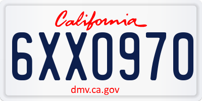 CA license plate 6XXO970