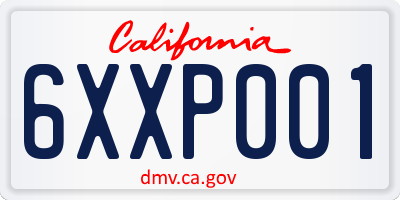 CA license plate 6XXP001