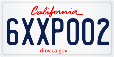CA license plate 6XXP002