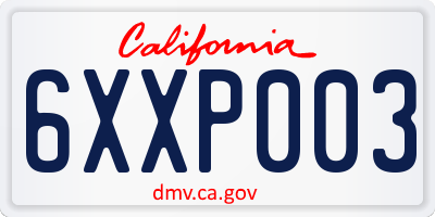CA license plate 6XXP003