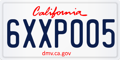 CA license plate 6XXP005