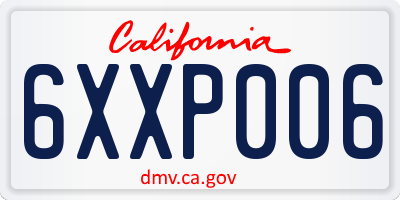 CA license plate 6XXP006