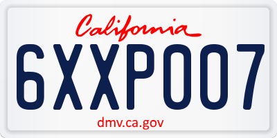 CA license plate 6XXP007