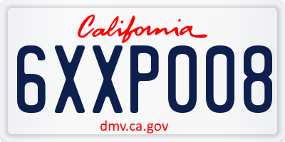 CA license plate 6XXP008