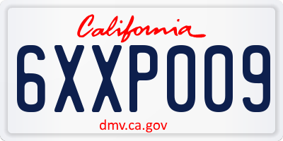 CA license plate 6XXP009
