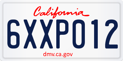 CA license plate 6XXP012