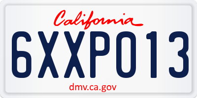 CA license plate 6XXP013