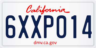 CA license plate 6XXP014