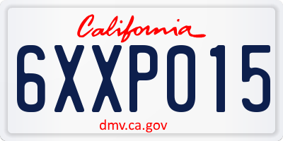CA license plate 6XXP015