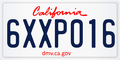 CA license plate 6XXP016