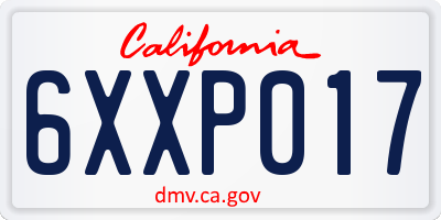 CA license plate 6XXP017