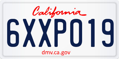 CA license plate 6XXP019