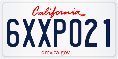 CA license plate 6XXP021