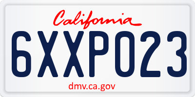 CA license plate 6XXP023