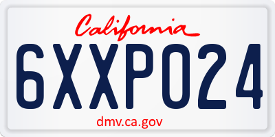 CA license plate 6XXP024