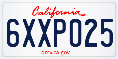 CA license plate 6XXP025