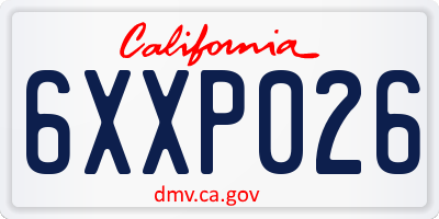 CA license plate 6XXP026