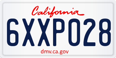 CA license plate 6XXP028