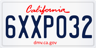 CA license plate 6XXP032