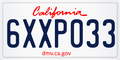 CA license plate 6XXP033